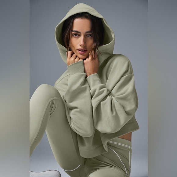 Alo Yoga | Bae Hoodie in Limestone Green - Picture 1 of 6